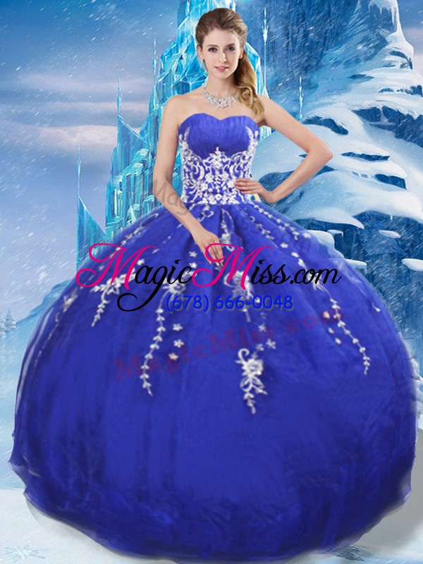 wholesale romantic sleeveless appliques lace up 15th birthday dress
