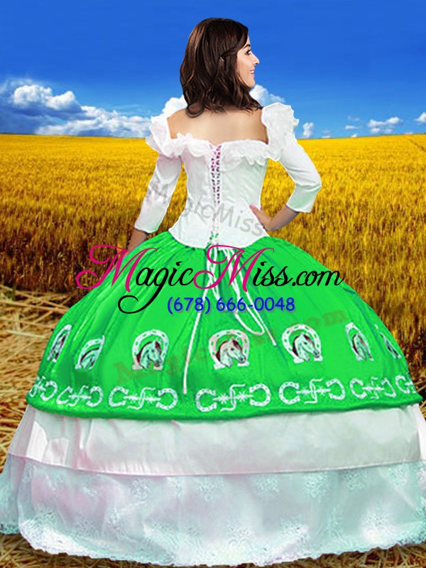 wholesale green 3 4 length sleeve embroidery floor length sweet 16 dress