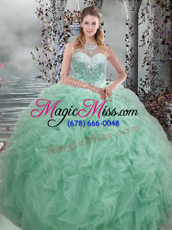 wholesale cheap floor length ball gowns sleeveless apple green sweet 16 dress lace up