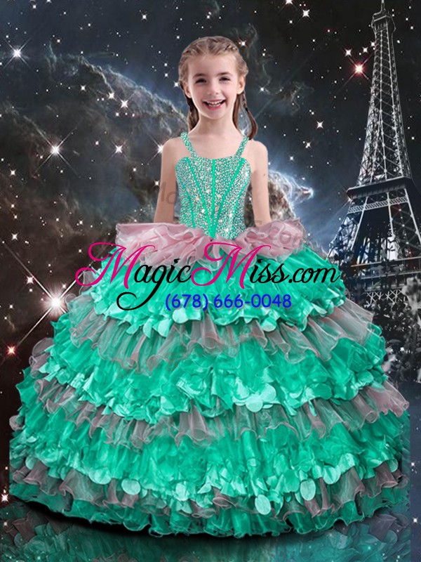 wholesale multi-color organza lace up sweetheart sleeveless floor length quinceanera dresses beading and ruffles