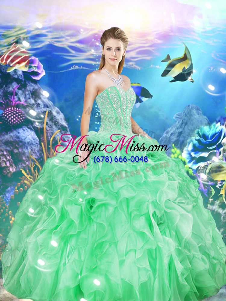 wholesale ball gowns sweet 16 dress apple green sweetheart organza sleeveless floor length lace up