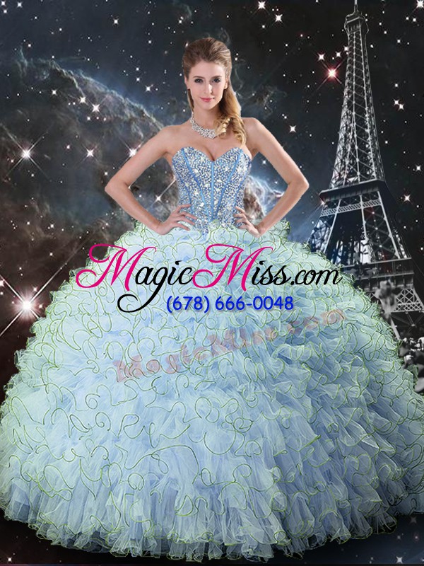 wholesale ball gowns 15 quinceanera dress aqua blue sweetheart organza sleeveless floor length lace up