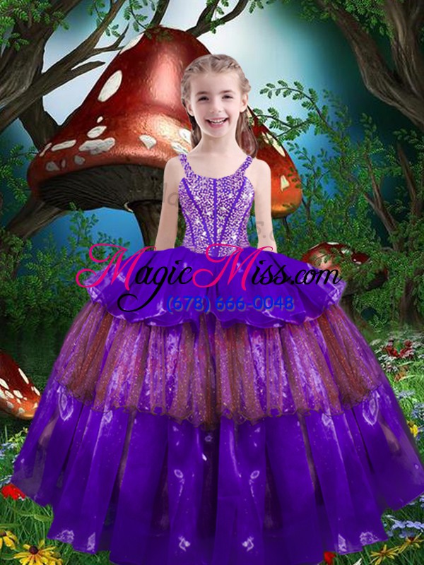 wholesale traditional eggplant purple quince ball gowns military ball and sweet 16 and quinceanera with beading and ruffled layers sweetheart sleeveless lace up