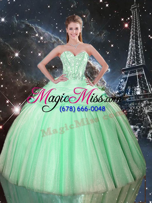 wholesale beauteous sweetheart sleeveless lace up quince ball gowns apple green tulle