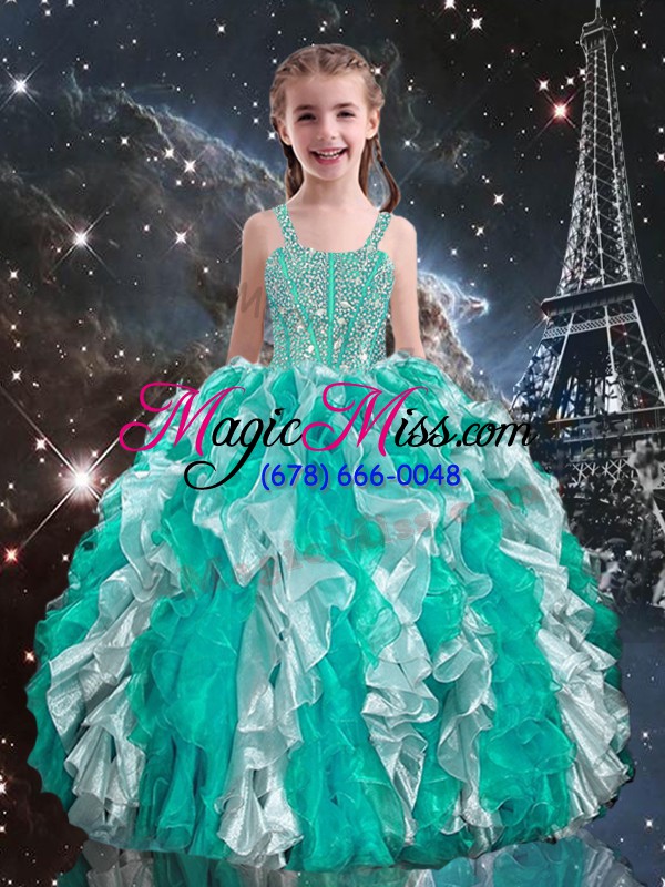 wholesale luxurious sweetheart sleeveless quinceanera gown floor length beading and ruffles multi-color organza