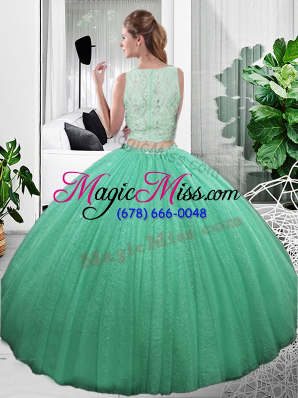 wholesale smart floor length baby blue quince ball gowns organza sleeveless lace and ruching
