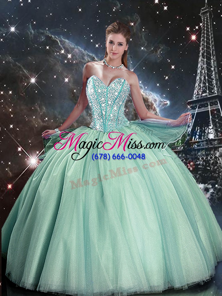 wholesale smart floor length ball gowns sleeveless turquoise sweet 16 dresses lace up
