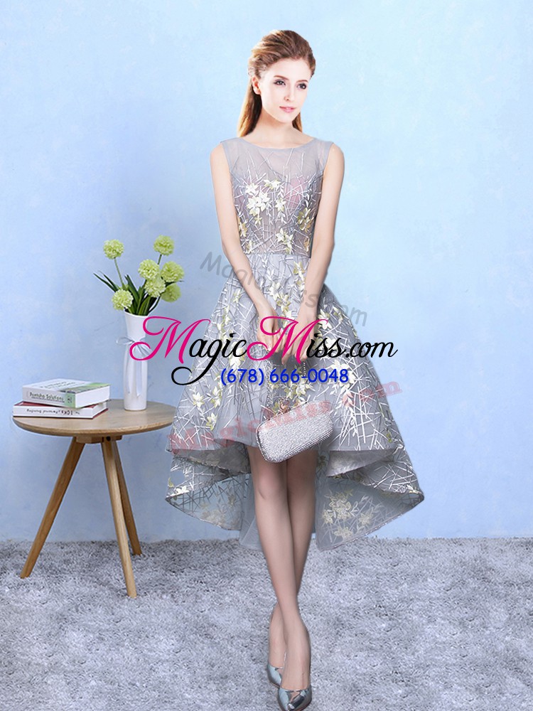 wholesale artistic scoop sleeveless printed bridesmaid dresses pattern zipper