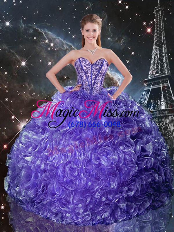 wholesale deluxe purple quinceanera gown military ball and sweet 16 and quinceanera with beading and ruffles sweetheart sleeveless lace up