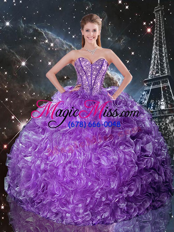 wholesale adorable eggplant purple sleeveless organza lace up sweet 16 dress for military ball and sweet 16 and quinceanera