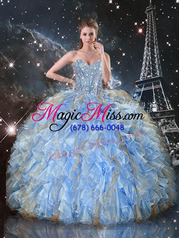 wholesale ball gowns ball gown prom dress light blue sweetheart organza sleeveless floor length lace up