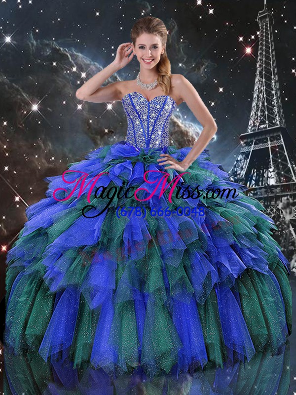wholesale artistic floor length multi-color sweet 16 dress sweetheart sleeveless lace up