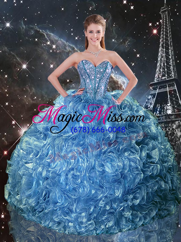 wholesale sleeveless lace up floor length beading and ruffles sweet 16 quinceanera dress