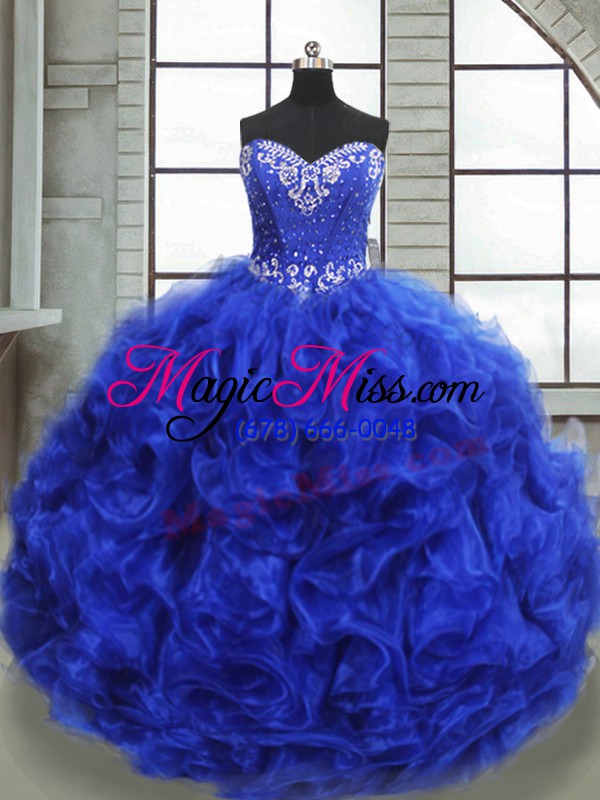 wholesale inexpensive sleeveless lace up floor length beading and ruffles quinceanera dresses