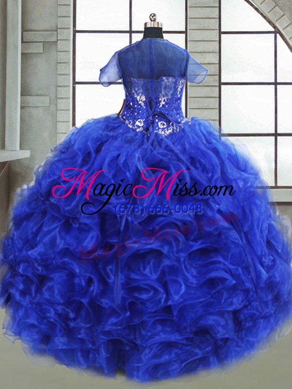 wholesale inexpensive sleeveless lace up floor length beading and ruffles quinceanera dresses