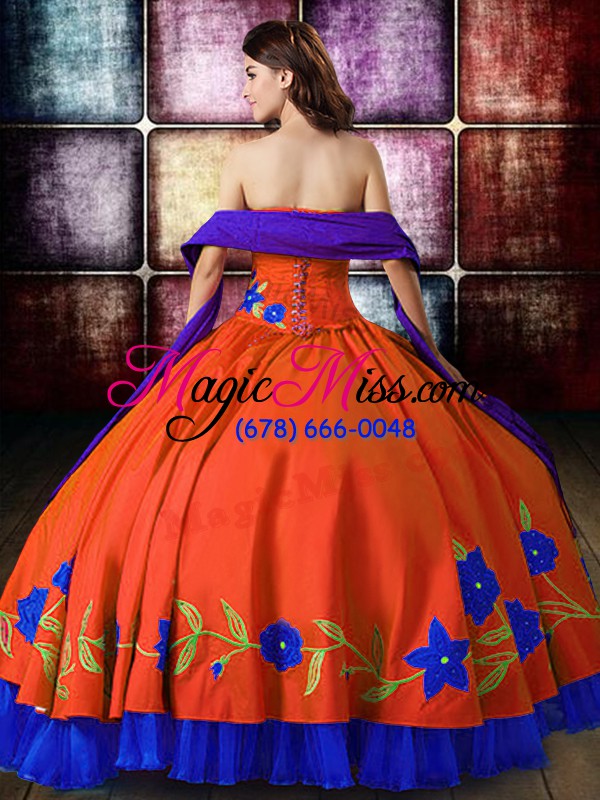 wholesale affordable multi-color taffeta lace up strapless sleeveless floor length quinceanera dresses embroidery