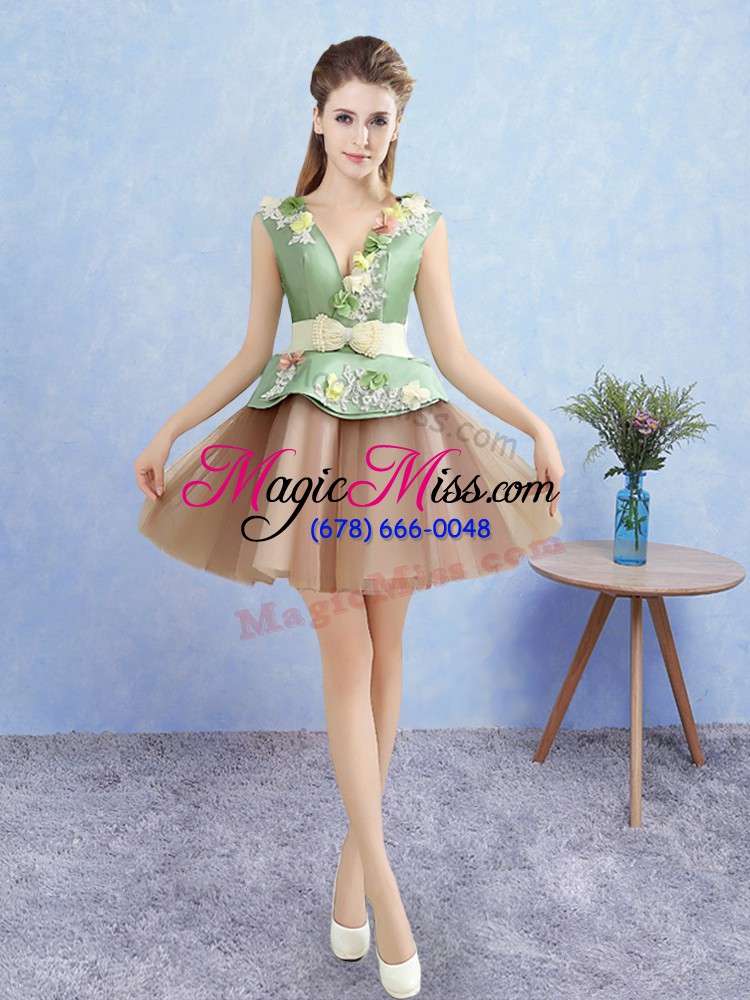 wholesale excellent multi-color sleeveless mini length hand made flower zipper dress for prom