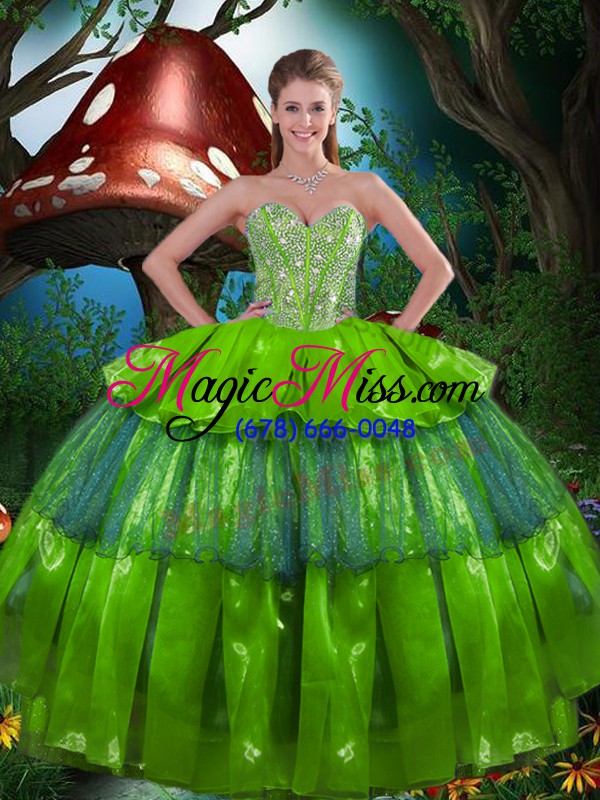 wholesale new arrival olive green sleeveless organza lace up vestidos de quinceanera for military ball and sweet 16 and quinceanera