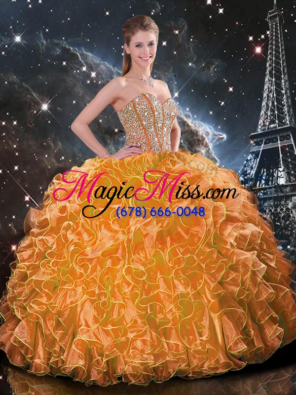 wholesale modern floor length ball gowns sleeveless orange vestidos de quinceanera lace up