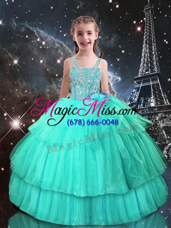 wholesale comfortable turquoise ball gowns sweetheart sleeveless organza floor length lace up ruffled layers sweet 16 quinceanera dress