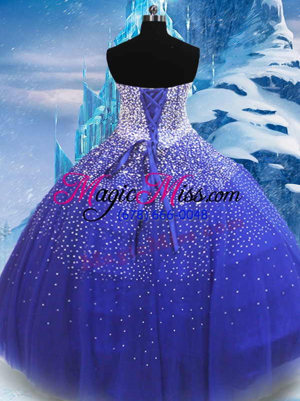 wholesale high end blue quinceanera dress military ball and sweet 16 and quinceanera with beading strapless sleeveless lace up