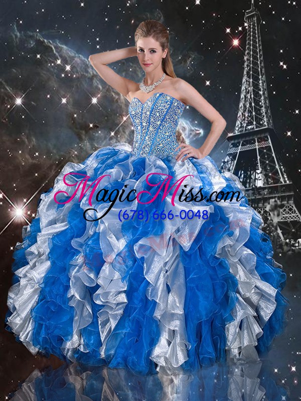 wholesale vintage floor length lace up quinceanera dresses multi-color for military ball and sweet 16 and quinceanera with beading and ruffles