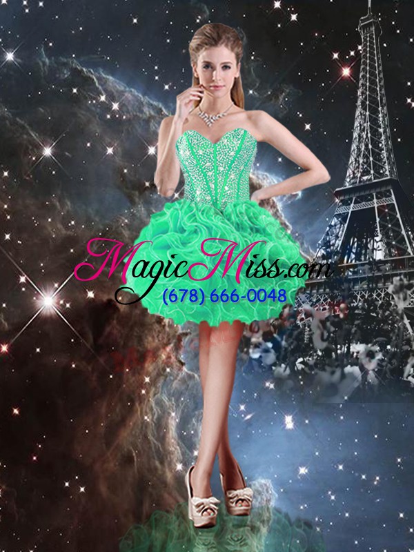 wholesale extravagant green sleeveless beading and ruffles floor length sweet 16 dress