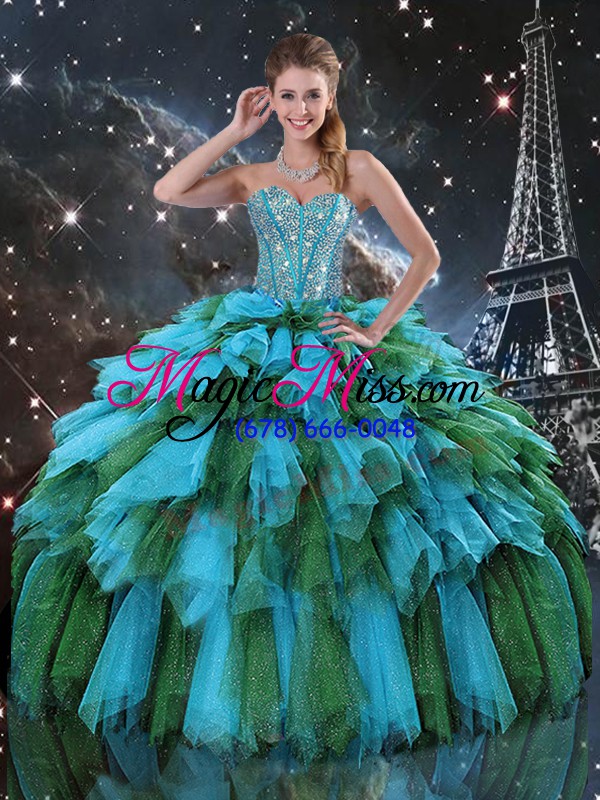 wholesale stylish floor length multi-color quinceanera dress sweetheart sleeveless lace up