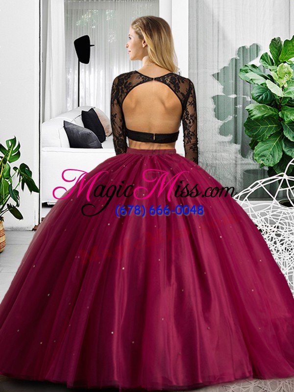 wholesale glittering dark green long sleeves tulle backless quinceanera dress for military ball and sweet 16 and quinceanera