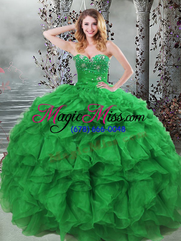 wholesale glamorous sleeveless lace up floor length beading and ruffles sweet 16 dresses