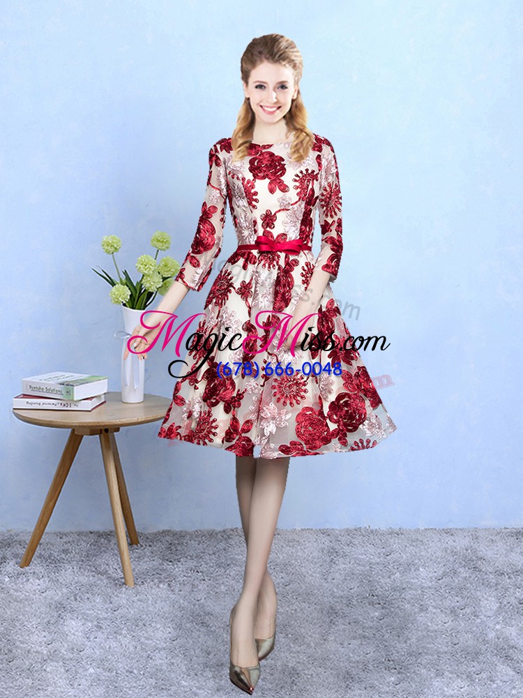 wholesale flare scoop 3 4 length sleeve printed wedding guest dresses pattern lace up