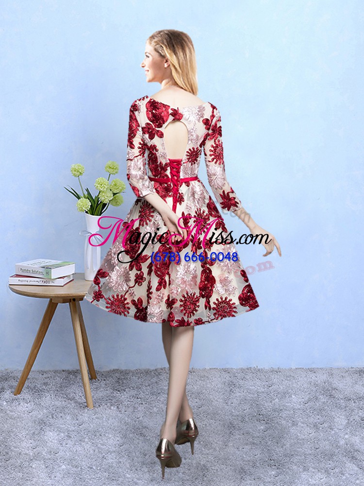 wholesale flare scoop 3 4 length sleeve printed wedding guest dresses pattern lace up