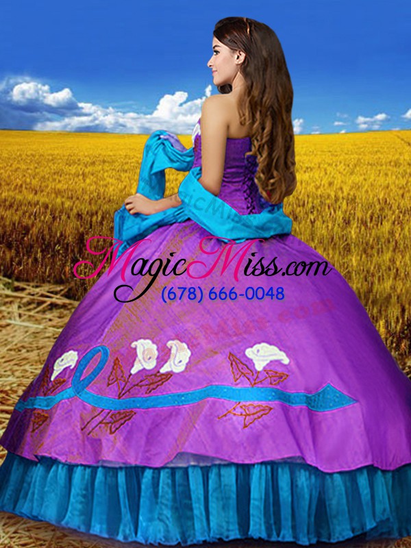 wholesale fashionable sweetheart sleeveless vestidos de quinceanera floor length embroidery multi-color taffeta