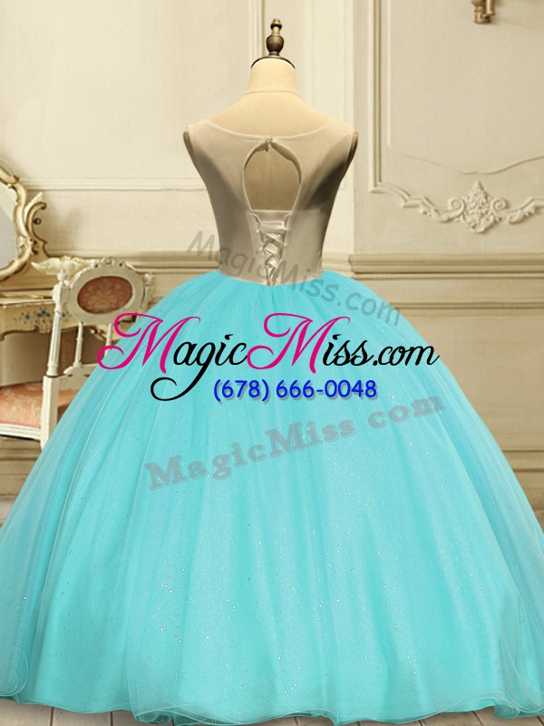 wholesale smart ball gowns sweet 16 dresses apple green scoop organza sleeveless floor length lace up