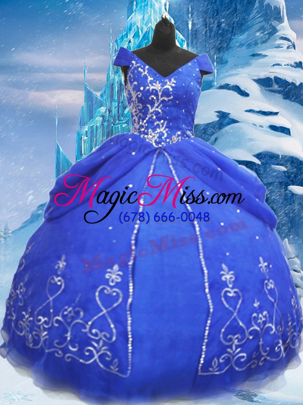 wholesale high end blue short sleeves beading and appliques floor length sweet 16 quinceanera dress