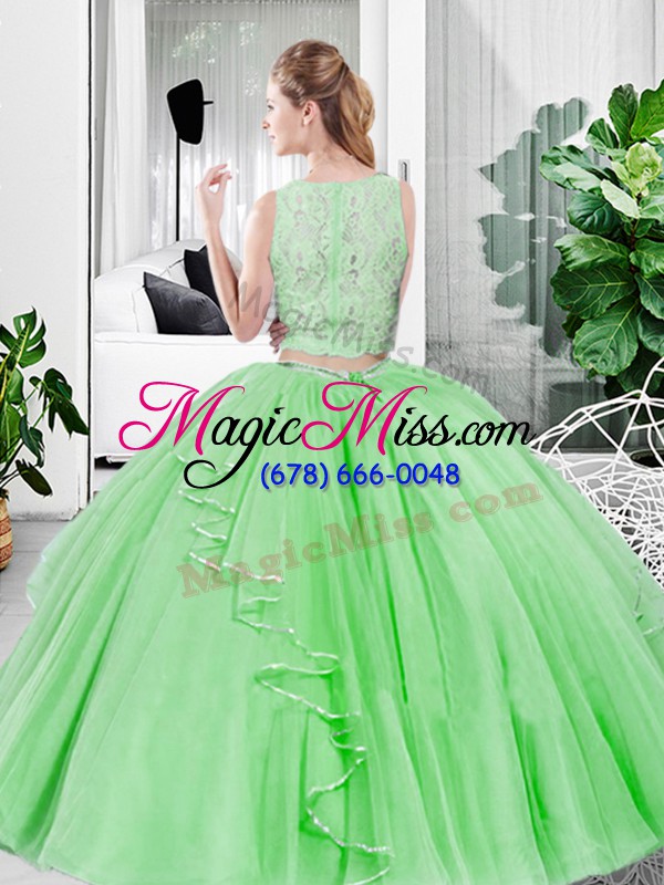 wholesale new arrival sleeveless floor length lace and ruffled layers zipper quinceanera gowns