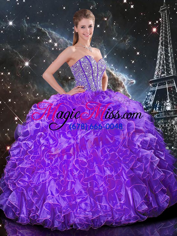 wholesale traditional floor length lace up quinceanera gowns eggplant purple for military ball and sweet 16 and quinceanera with beading and ruffles
