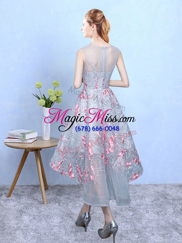 wholesale stylish sleeveless embroidery zipper vestidos de damas