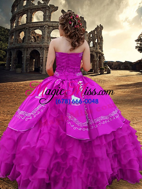 wholesale suitable strapless sleeveless taffeta vestidos de quinceanera embroidery and ruffled layers zipper