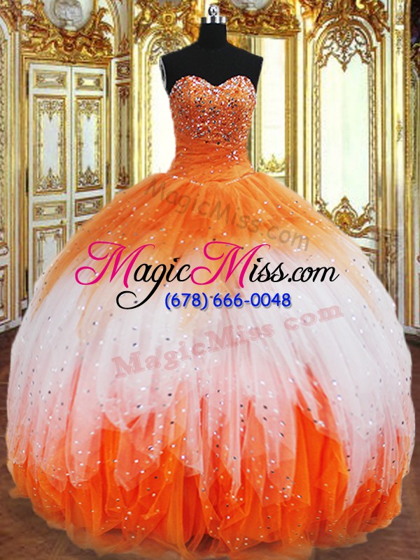 wholesale fine multi-color sweetheart lace up beading and ruffles 15 quinceanera dress sleeveless