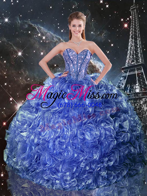 wholesale sleeveless lace up floor length beading and ruffles sweet 16 quinceanera dress