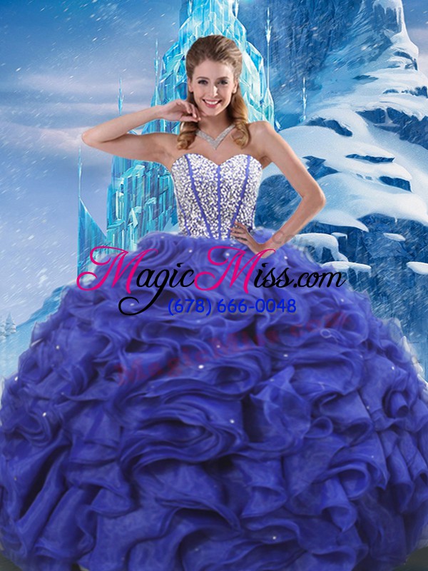 wholesale custom designed blue quince ball gowns military ball and sweet 16 and quinceanera with beading and ruffles sweetheart sleeveless lace up