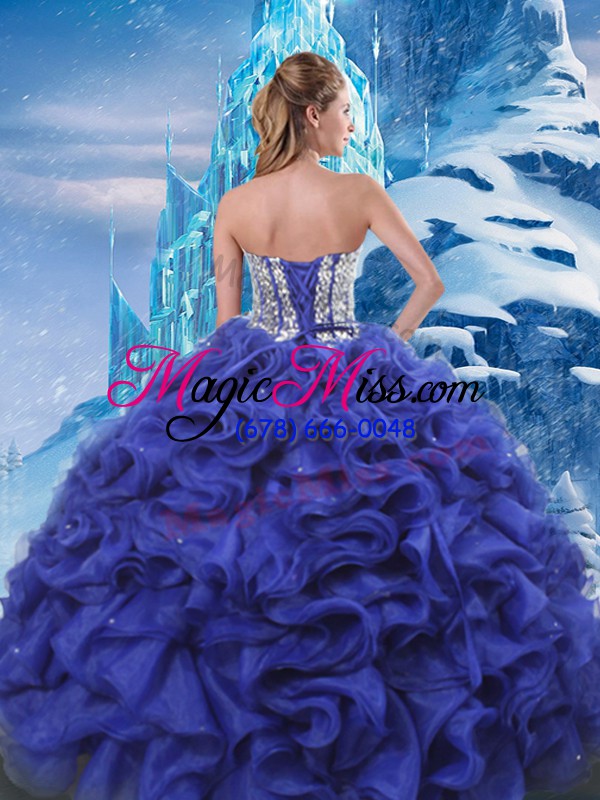 wholesale custom designed blue quince ball gowns military ball and sweet 16 and quinceanera with beading and ruffles sweetheart sleeveless lace up
