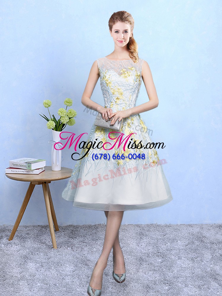 wholesale new style knee length multi-color bridesmaid dress square sleeveless zipper