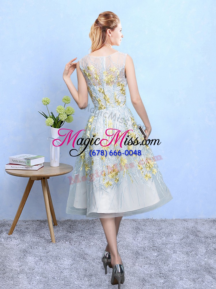 wholesale new style knee length multi-color bridesmaid dress square sleeveless zipper