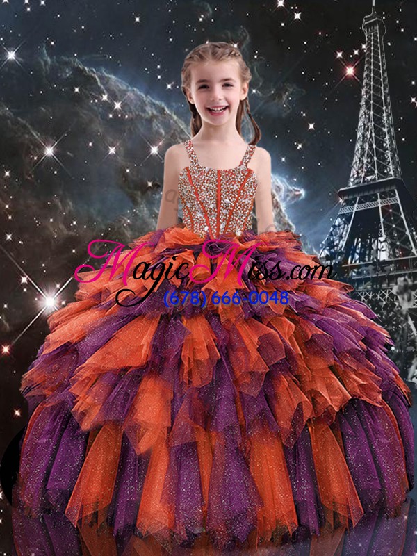 wholesale beautiful multi-color lace up sweet 16 dresses beading and ruffles and ruffled layers sleeveless floor length