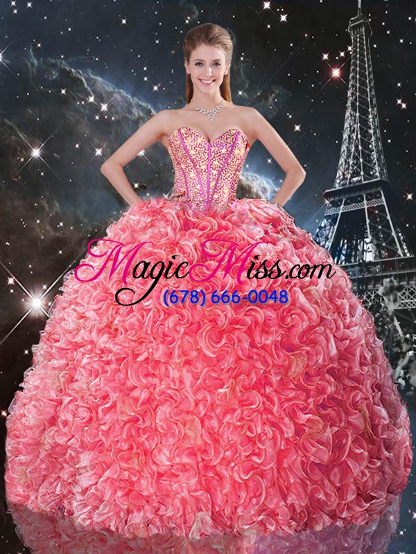 wholesale adorable coral red sweetheart lace up beading and ruffles sweet 16 quinceanera dress sleeveless