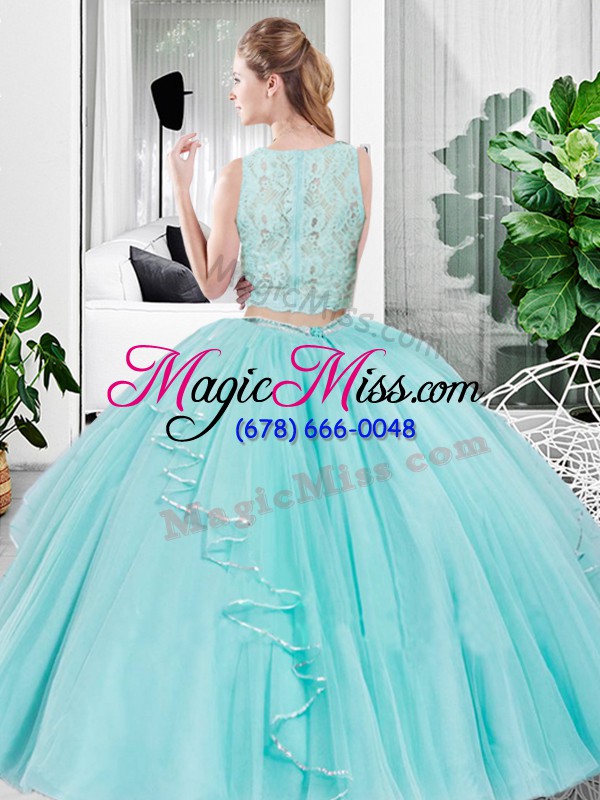 wholesale deluxe lilac zipper quinceanera gown lace and ruffled layers sleeveless floor length