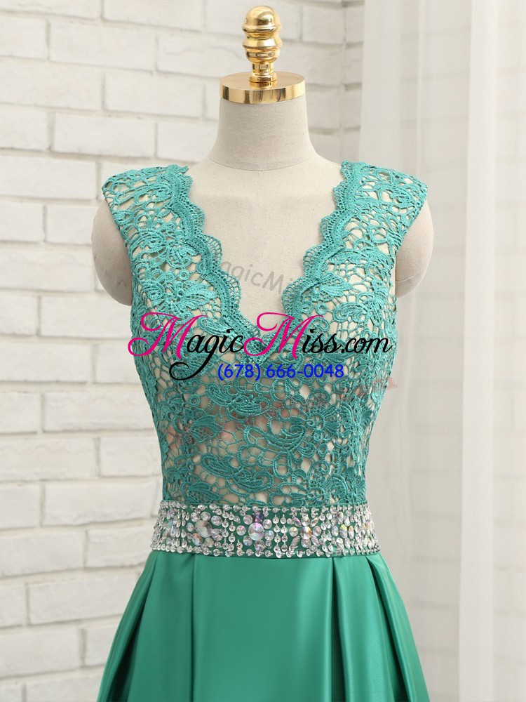wholesale on sale floor length backless prom evening gown green for prom and military ball with lace and appliques