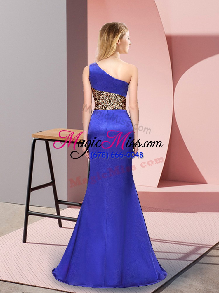 wholesale flare royal blue prom evening gown prom and party with pattern one shoulder sleeveless side zipper